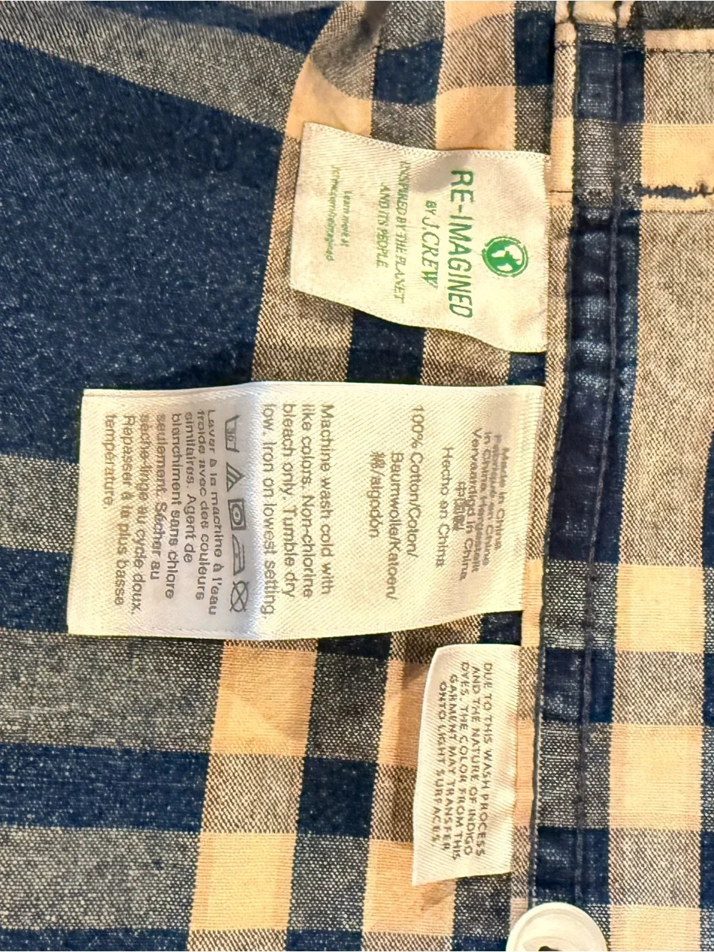 J. Crew Navy and Cream Plaid Button-Down Shirt